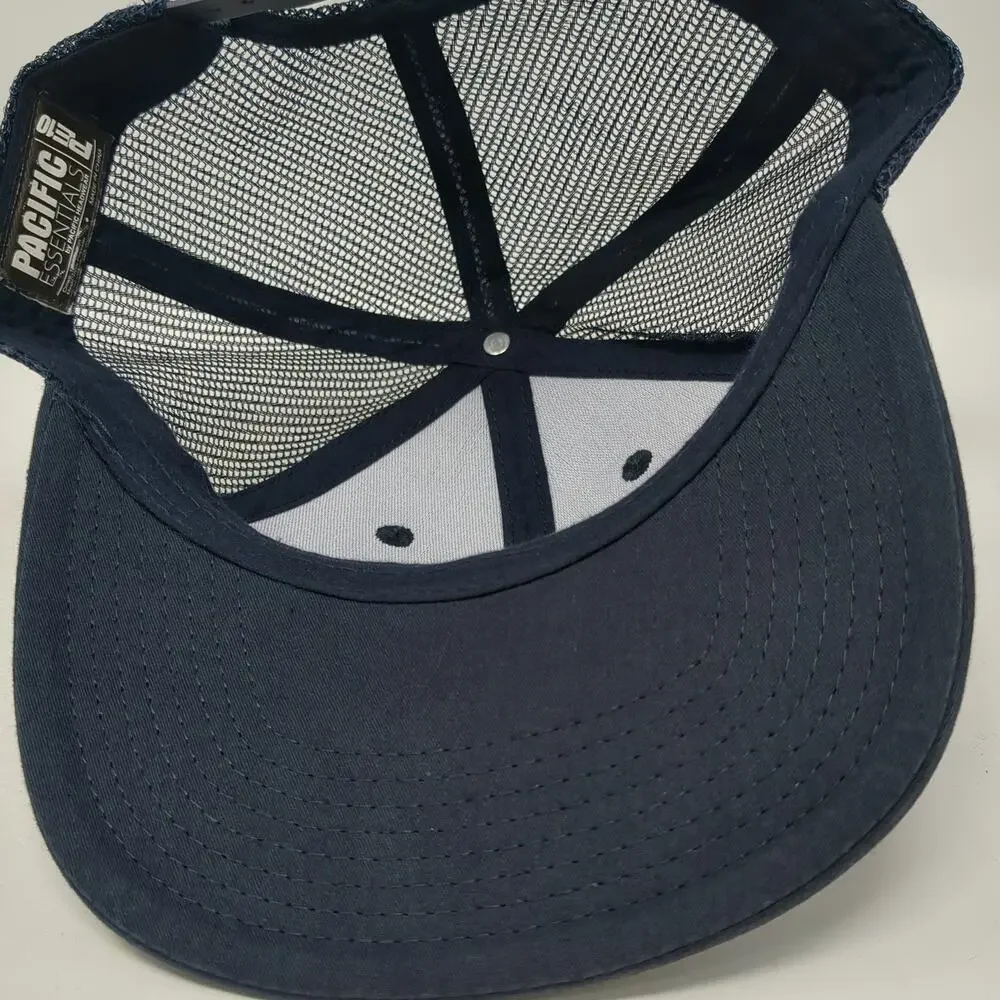 Pacific Headwear Trucker Hat Blue One Size Yellowpine Fire Embroidered Snapback