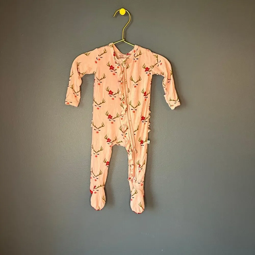 Posh peanut‎ Clarice reindeer ruffle footie