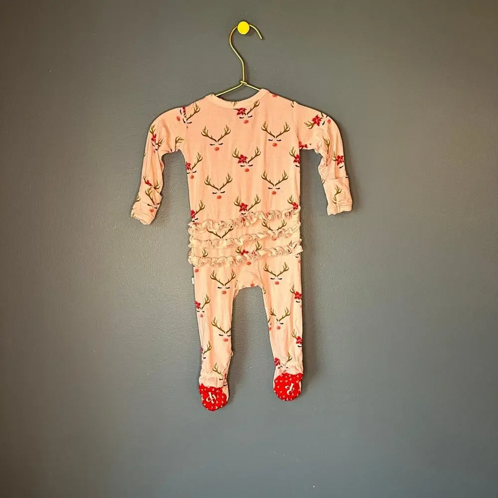 Posh peanut‎ Clarice reindeer ruffle footie