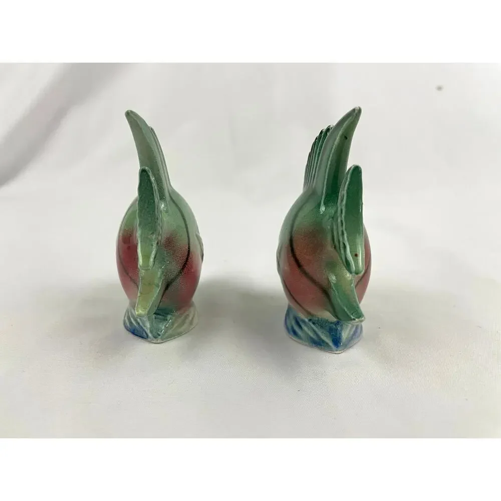 VTG Colorful Fish Salt & Pepper Shakers Stopper Ceramic Japan Mid Century Modern