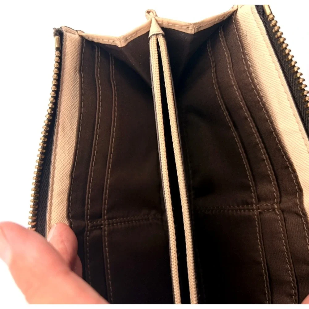 Coach Peyton Signature Accordion Zip Around Wallet (F50180) Canvas & Leather