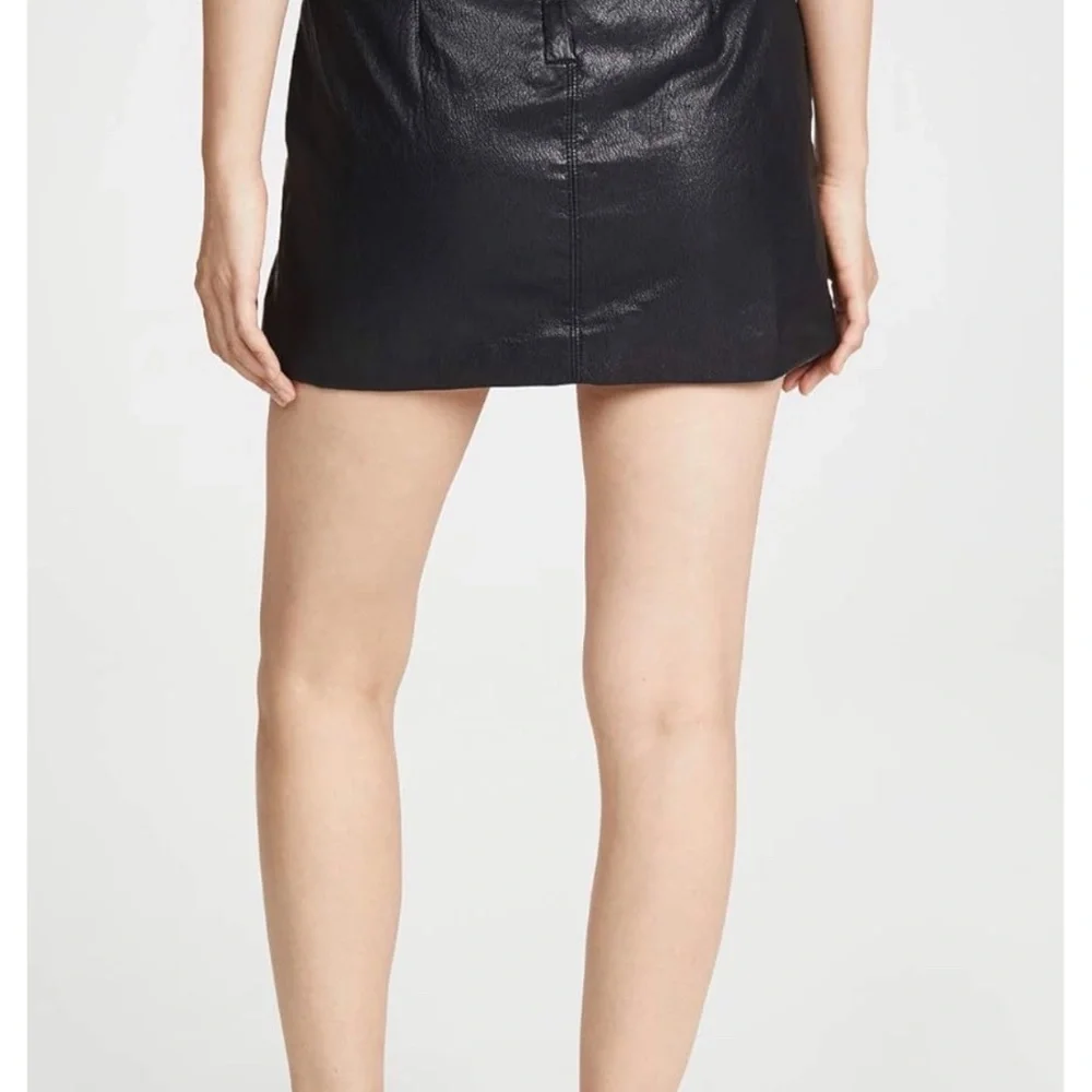 NWT Free People Women's Faux Leather Payton Paperbag Miniskirt, Black, 10