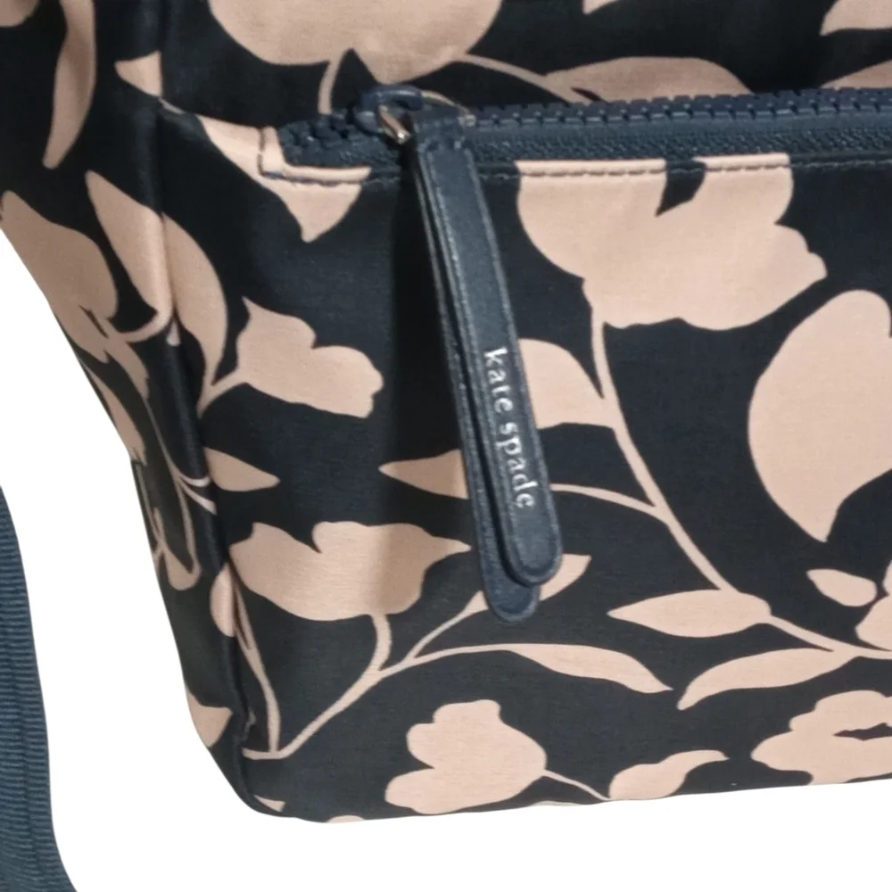 Kate Spade Jae Garden Nylon Leather Trim Floral Bag Top Handle & Crossbody Strap