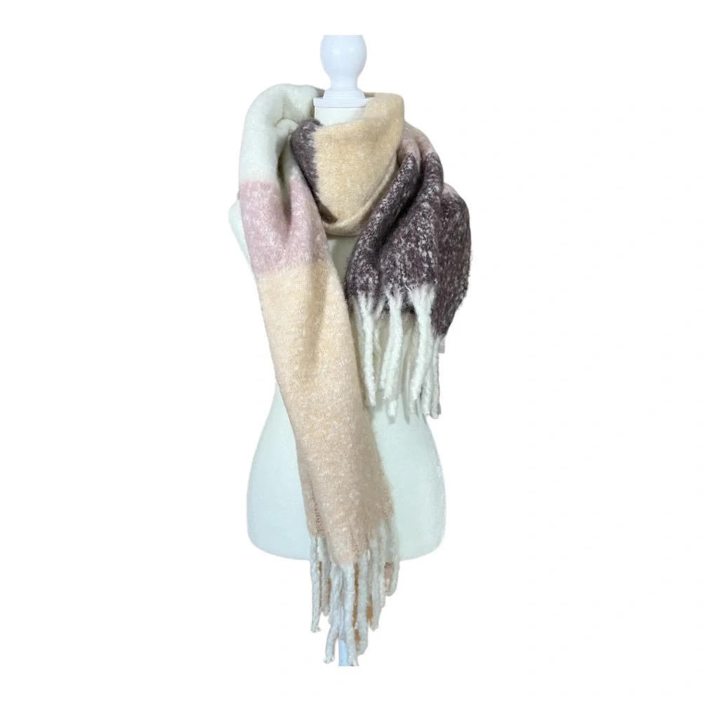 Express Oversized Squares Fringe Fluffy Scarf