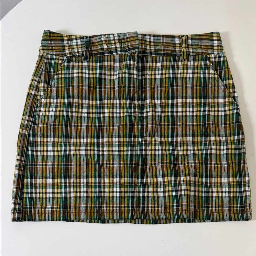 J. Crew Tartan Mini Skirt - Black,‎ Green, Yellow Y2K