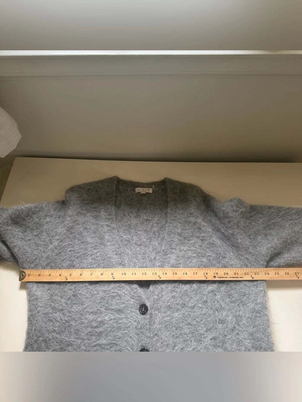 J Crew Alpaca Cardigan Gray Oversized Size Medium Fuzzy Quiet Luxury Minimalist