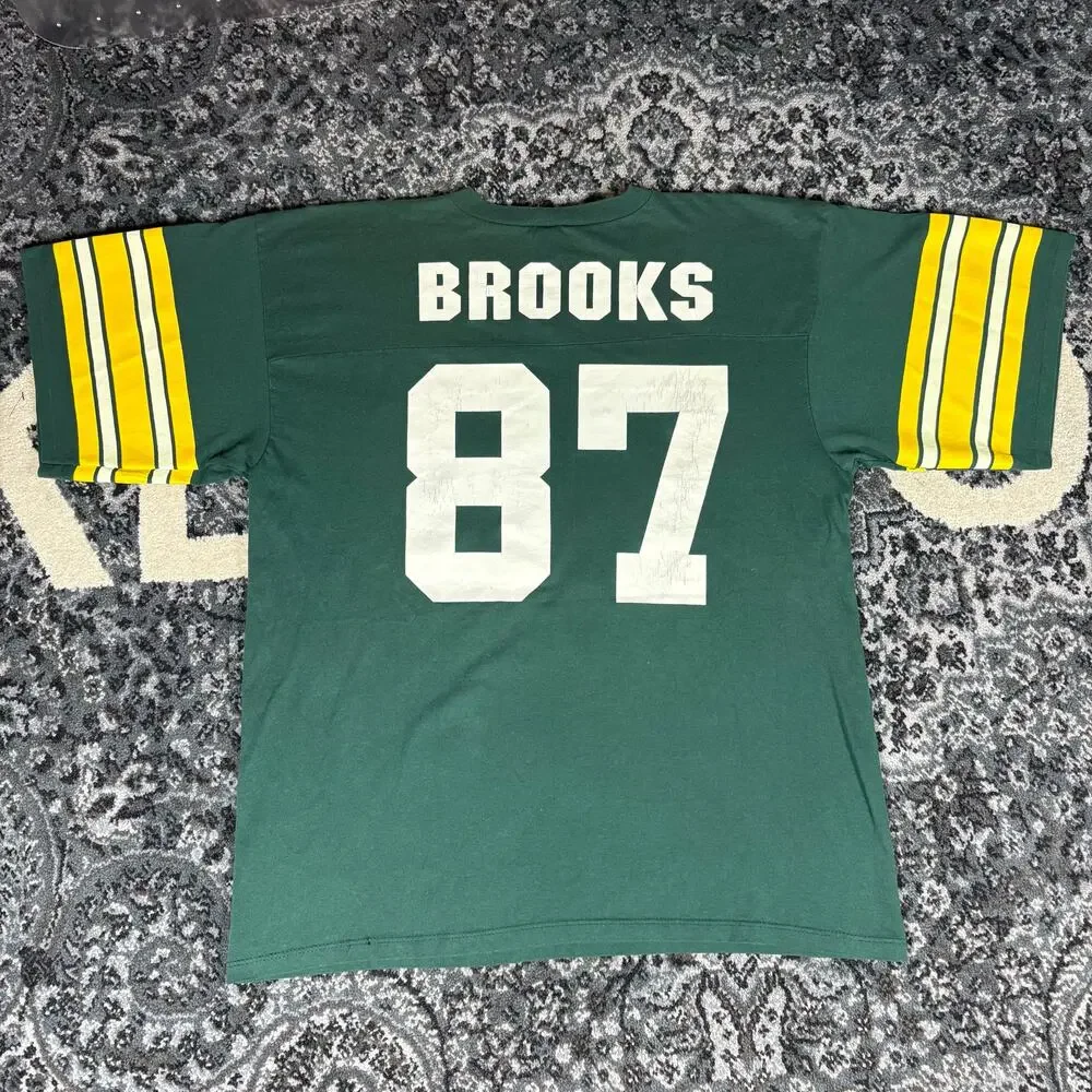 Vintage Robert Brooks Green Bay Packers NFL Logo 7‎ Jersey T Shirt Sz Men's XL