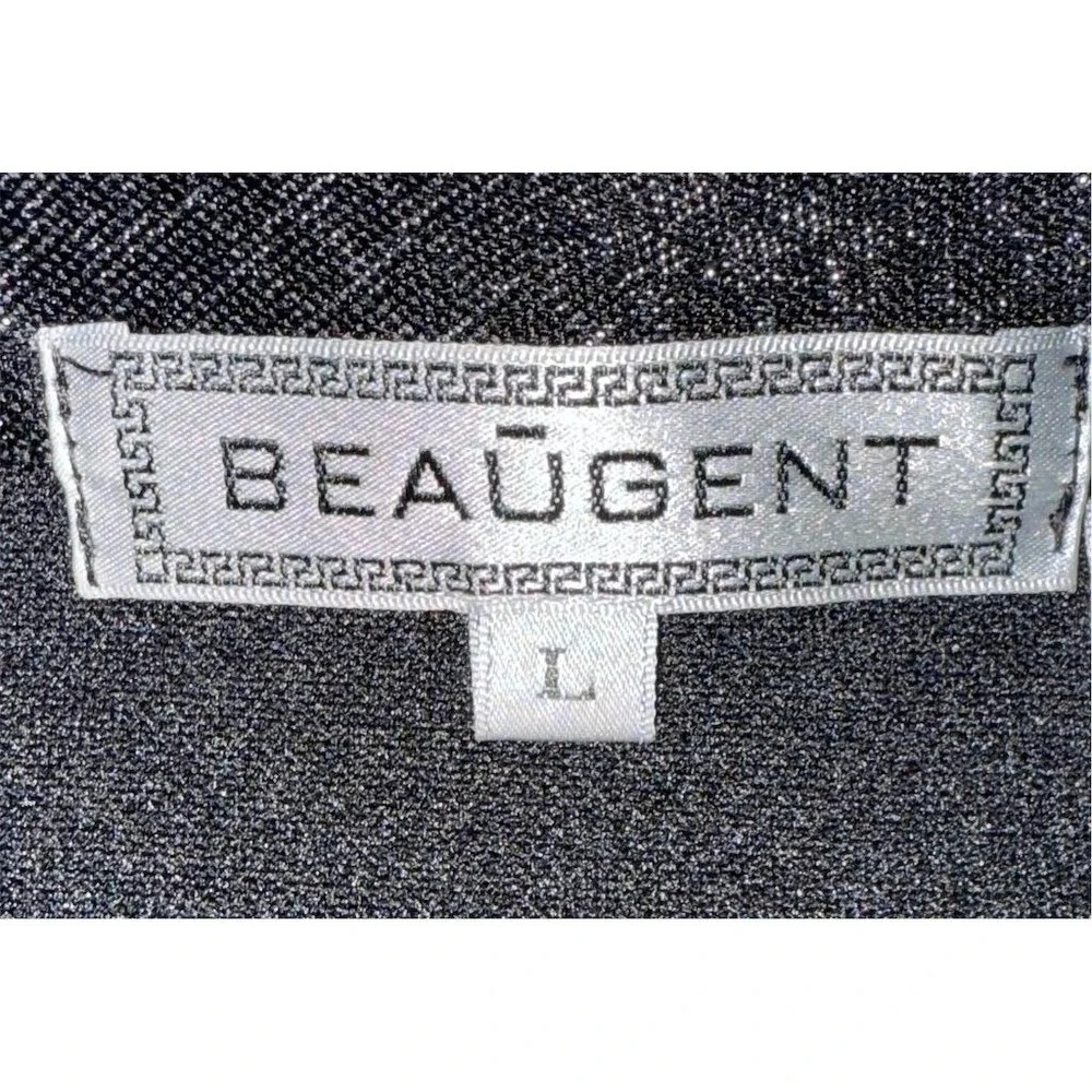 Beaugent Men's Black‎ Textured Long Sleeve Button-Down Shirt Size L luxury snake