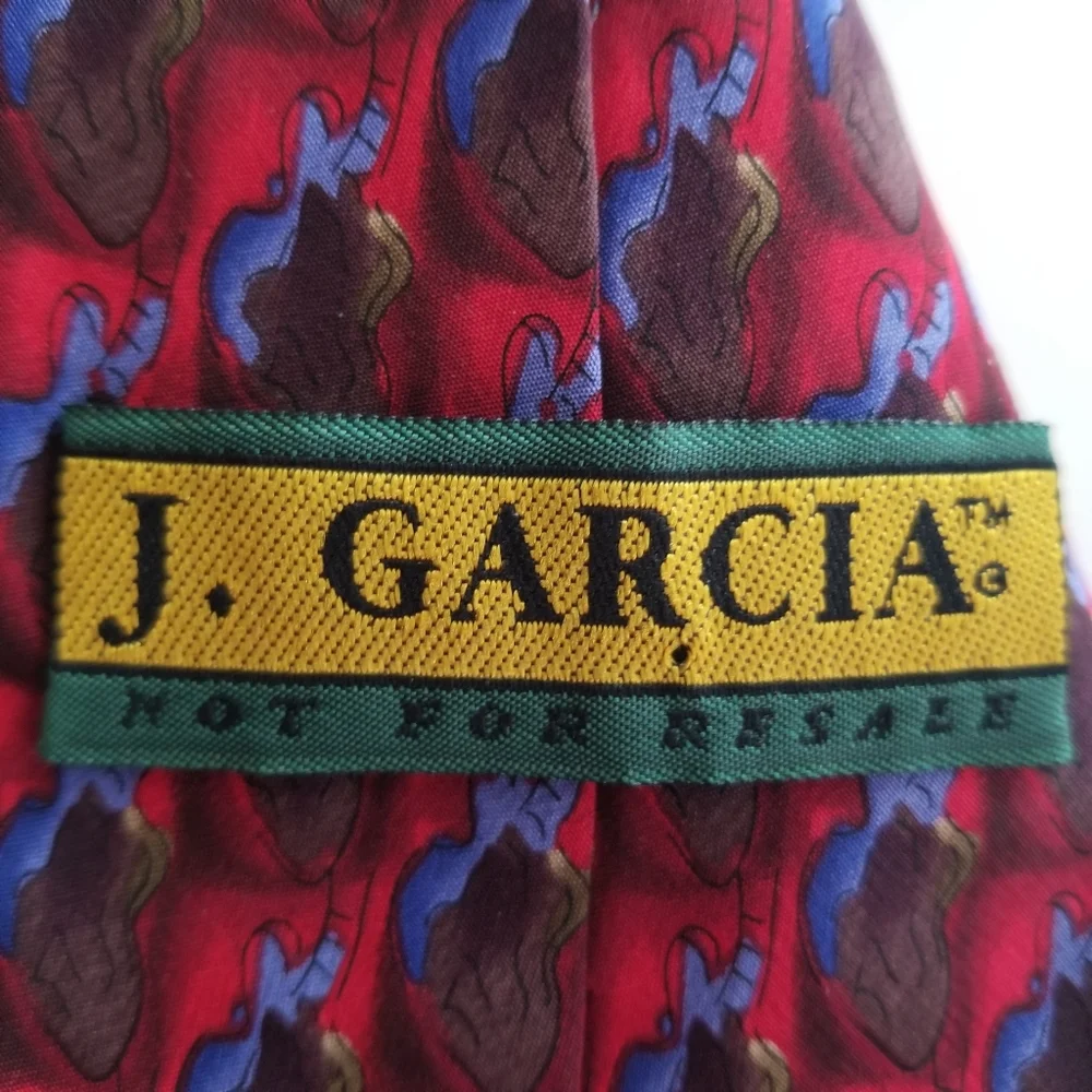 Jerry Garcia  Grateful DEAD Men's Red Patterned Silk Tie - Classic Statement