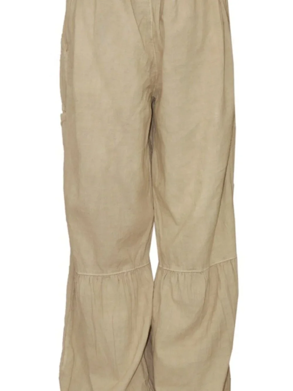 Free People Costa Linen Solid Pants Morning Oat Pull On Trousers Pocket XS