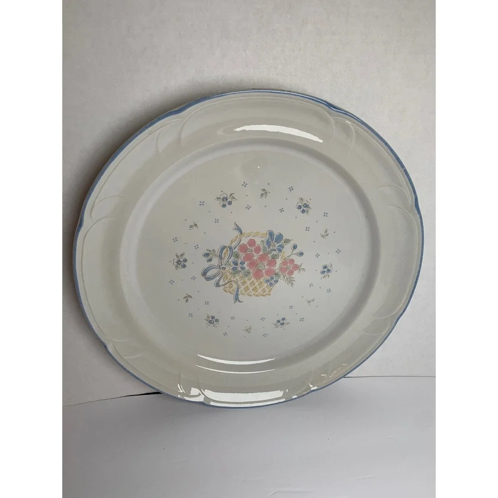 VTG Country Basket Collection Japan Floral Stoneware‎ Serving Plater Cottagecore
