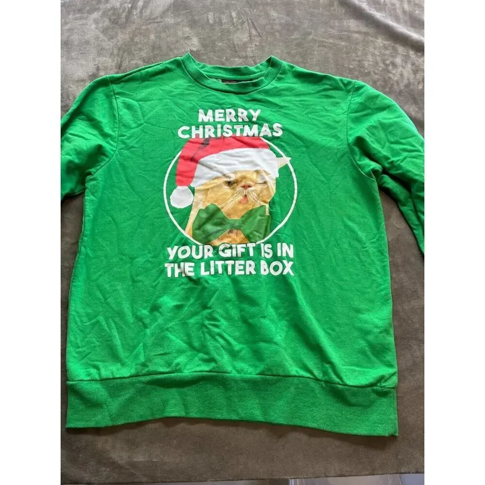 Funny Christmas Cat Graphic shirt Your Gift Is‎ In The Litter Box Adult Medium