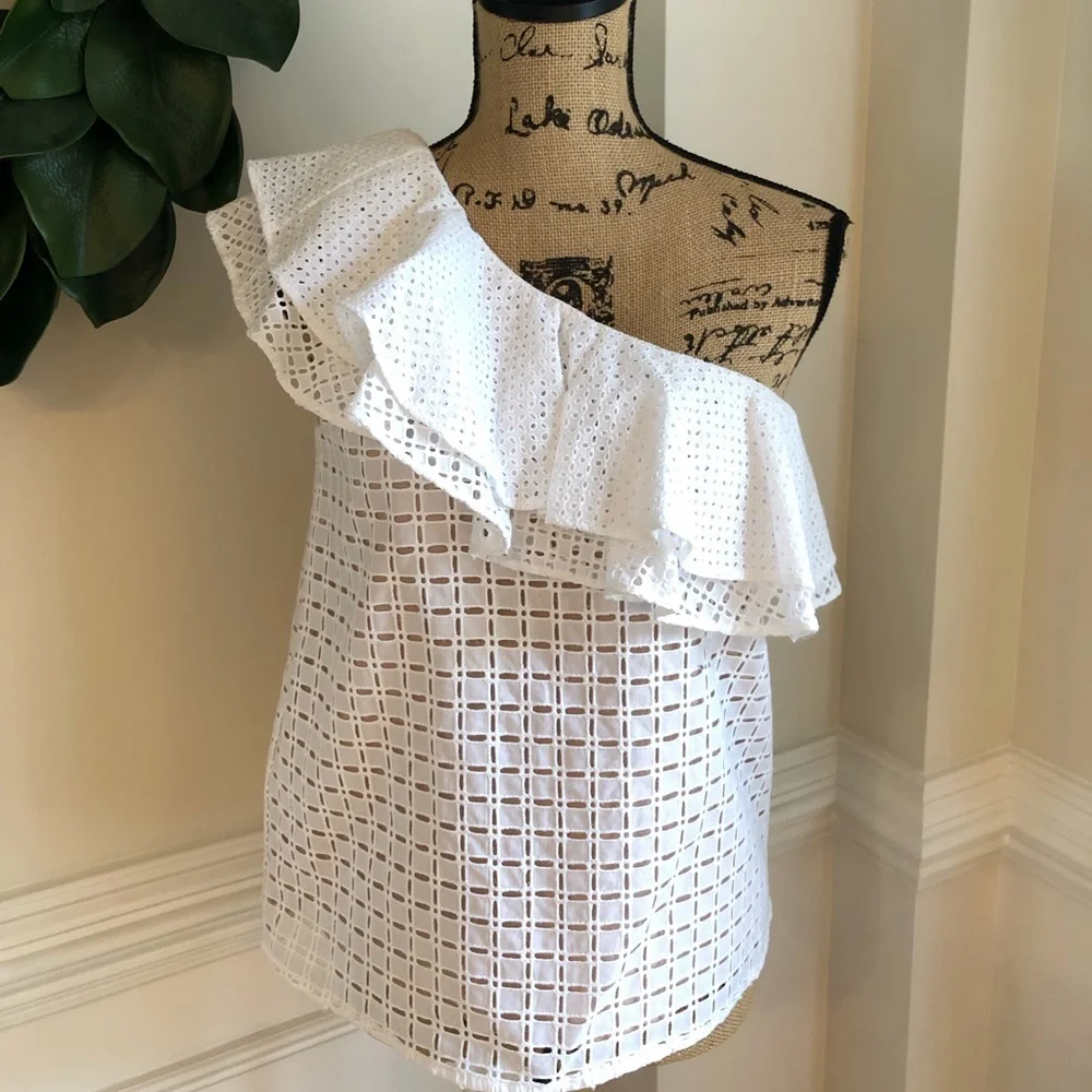 J. Crew Eyelet One Shoulder Top  NWT