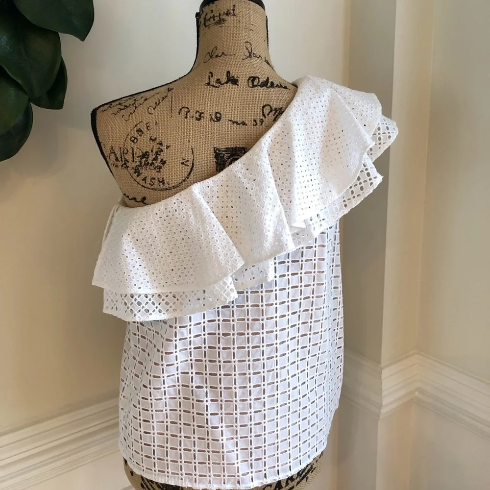 J. Crew Eyelet One Shoulder Top  NWT