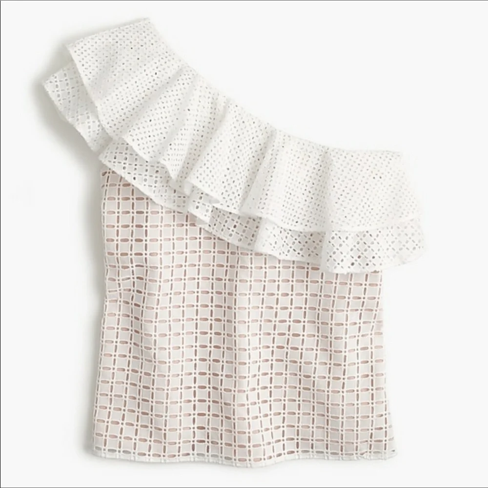 J. Crew Eyelet One Shoulder Top  NWT