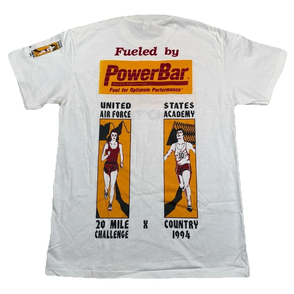 Vintage‎ PowerBar Racing Team T-Shirt White Single Stitch USA Men's Large