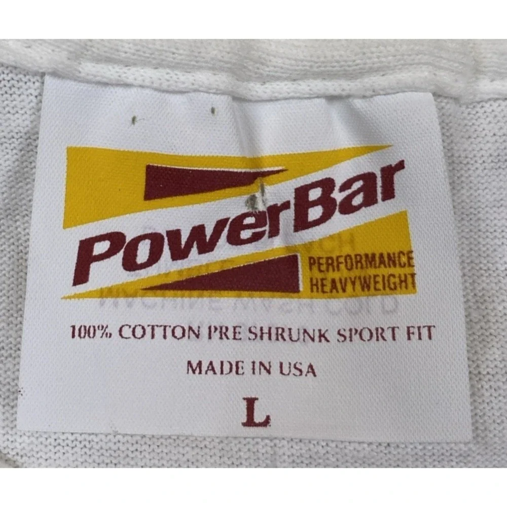 Vintage‎ PowerBar Racing Team T-Shirt White Single Stitch USA Men's Large