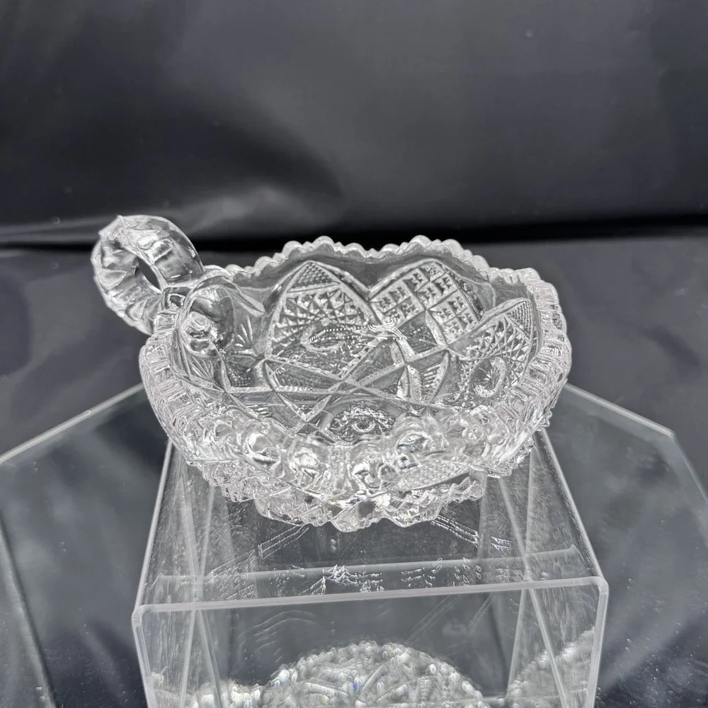 Imperial Glass Brilliant Cut Crystal Bowl With‎ Handle Nappy Bowl Vintage