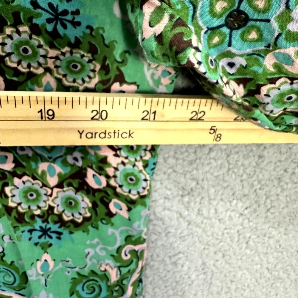 JCrew Tunic Top Womens Small Green Paisley Cotton Boho Resort Cottagecore Floral