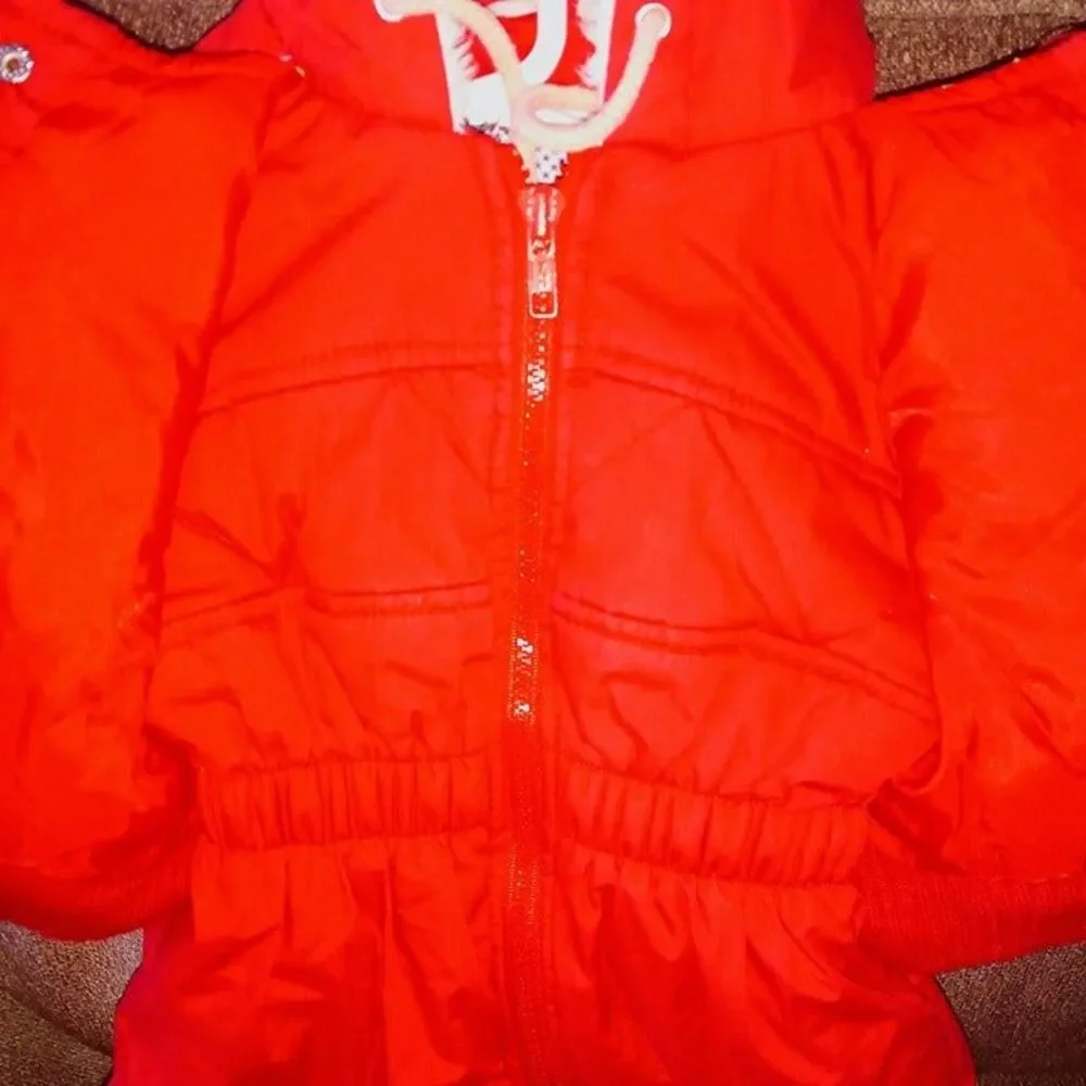 Vintage High Voltage Size 18 Mths Snowsuit-Full Zip-Colorblock-Embroidered-90s