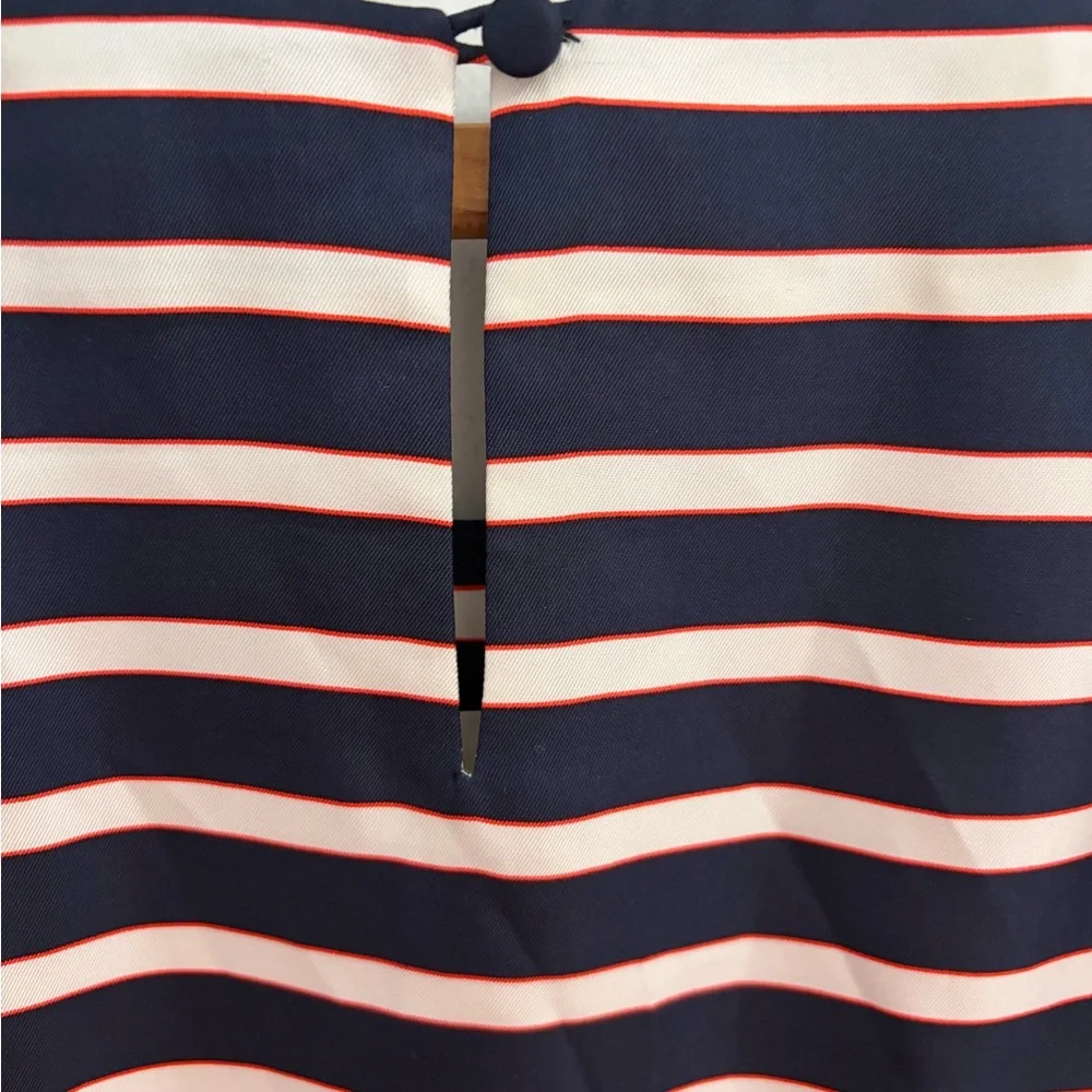 J Crew preppy minimal striped silk striped dress with sleeves size 8.