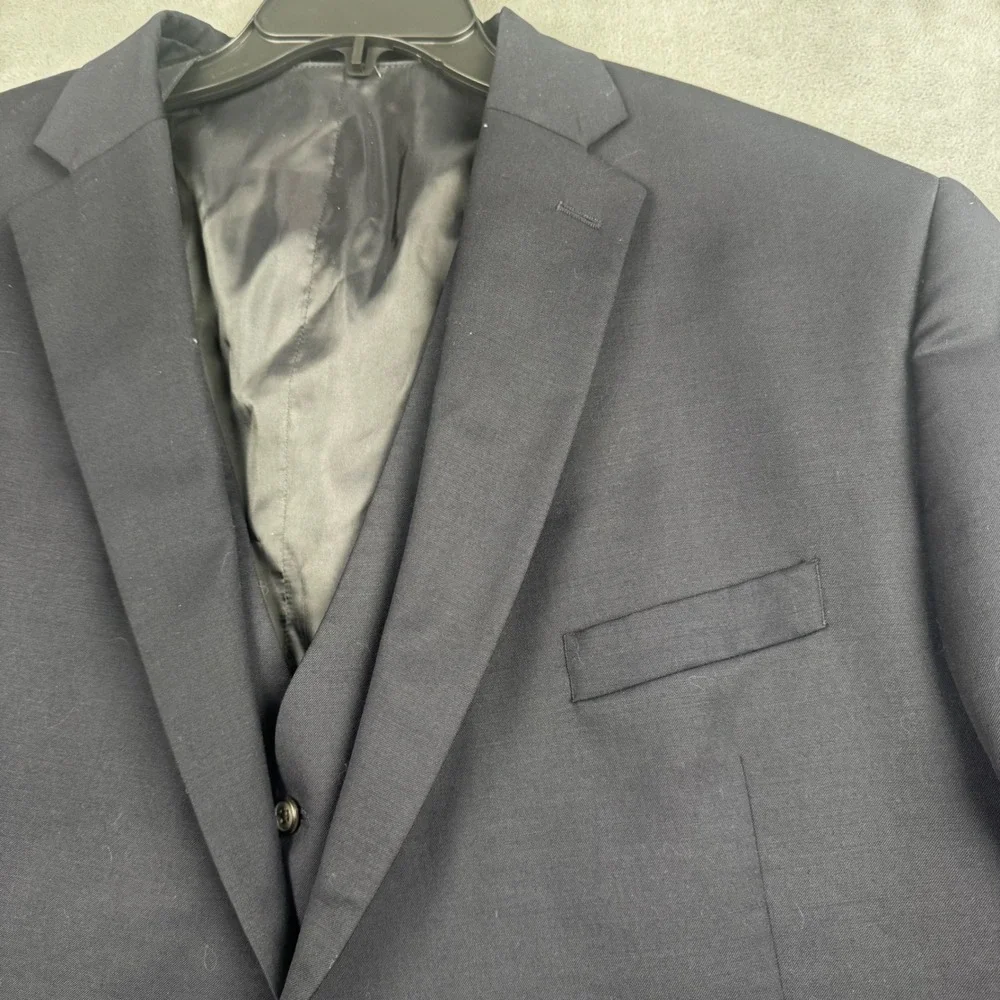 Lauren Ralph Lauren‎ Mens 50R Navy Blue 100% Wool Blazer and Vest 2 Piece Set