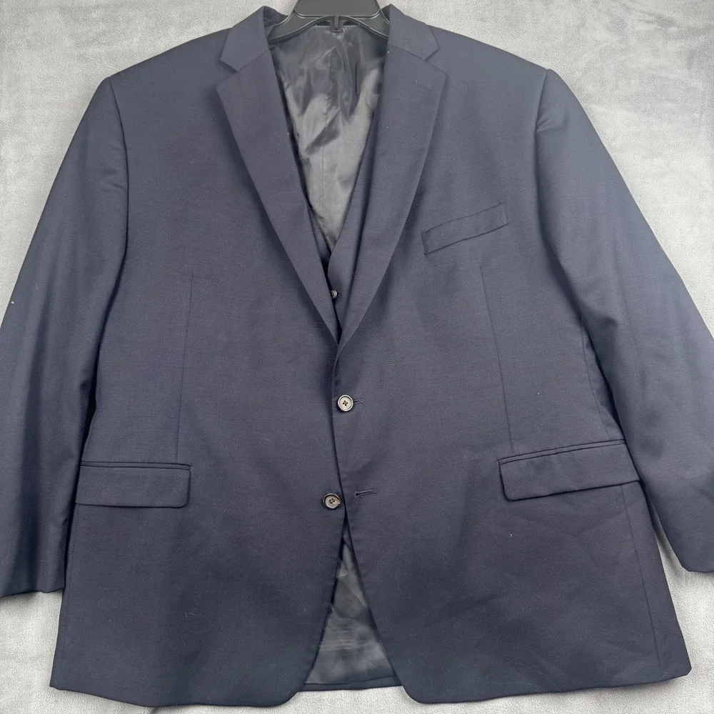 Lauren Ralph Lauren‎ Mens 50R Navy Blue 100% Wool Blazer and Vest 2 Piece Set