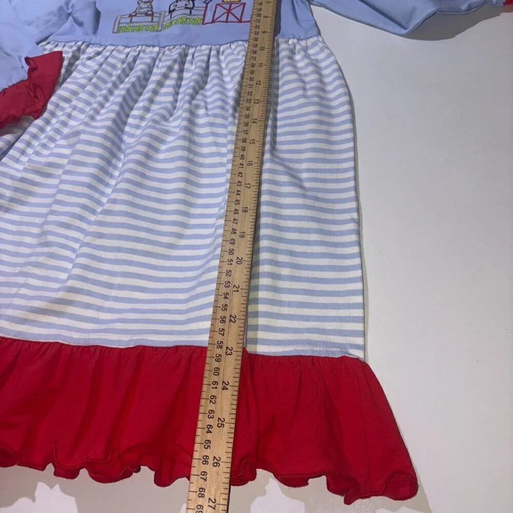 NEW NWT Smocked Polkadot Embroidered Red White Blue Farm Ruffle Dress size 7