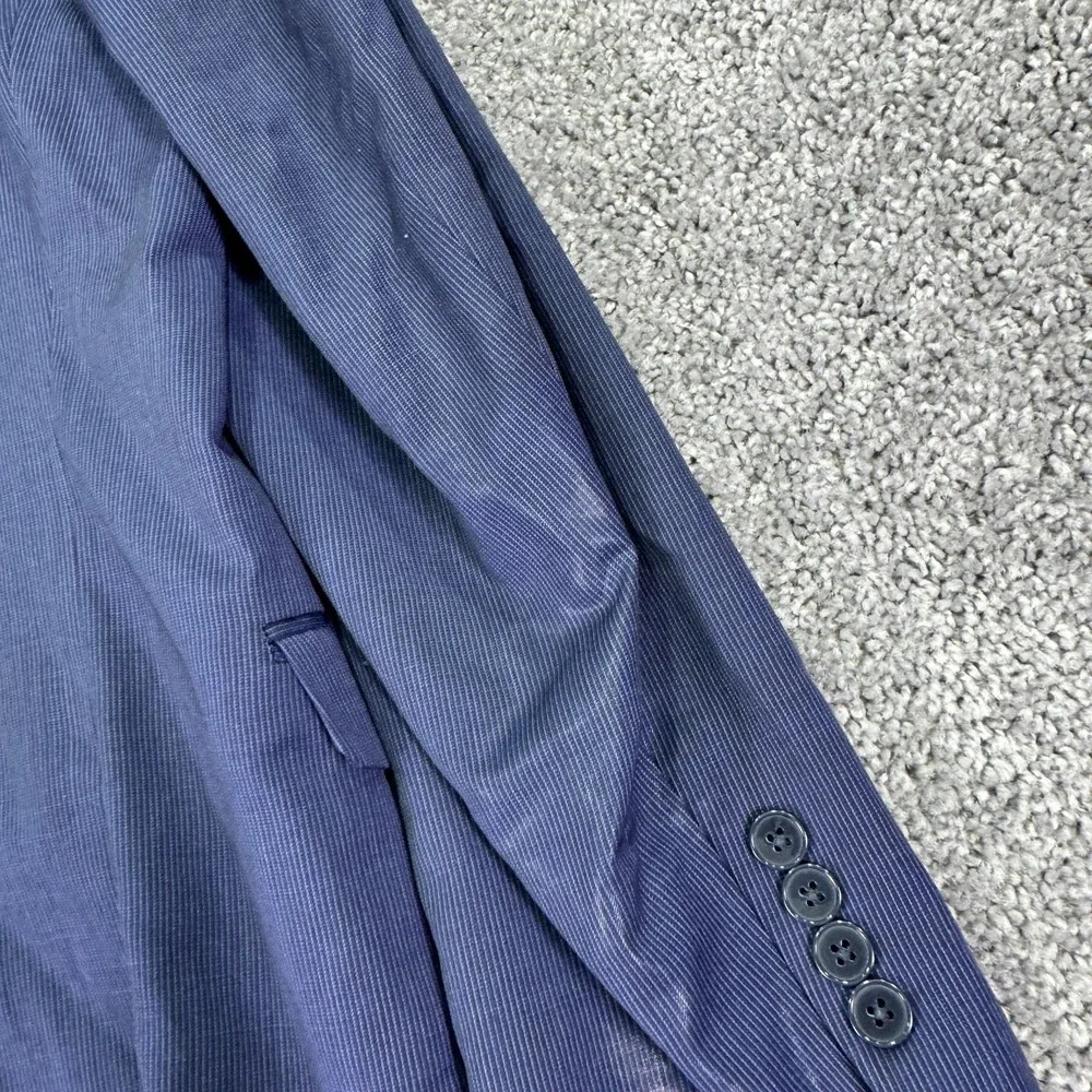 Calvin Klein Suit Jacket Mens 44 Blue Slim Fit Wool Striped Business Formal