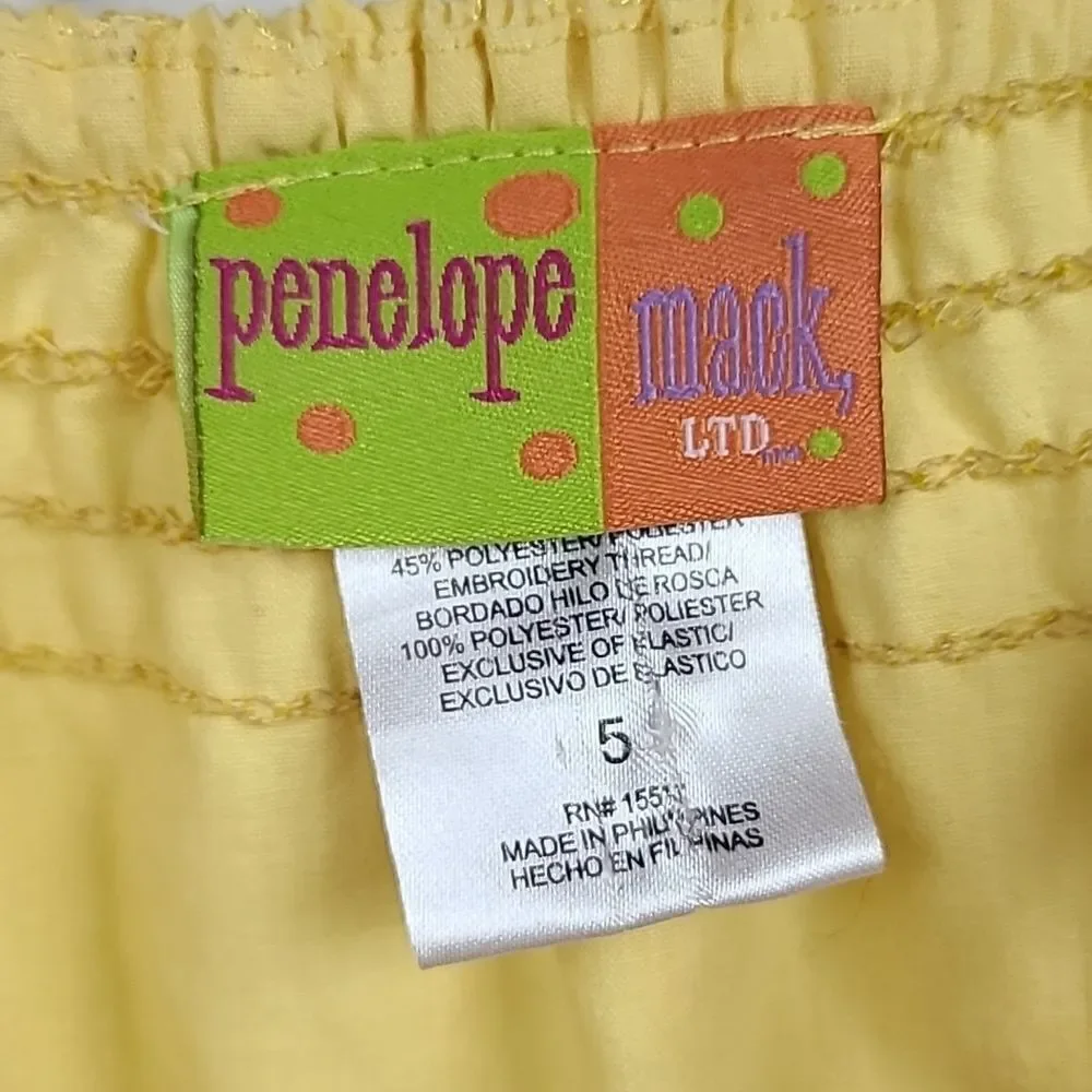 Penelope Mack Sunny Yellow Embroidered Sundress Smocked Ruffle Sleeveless Dress