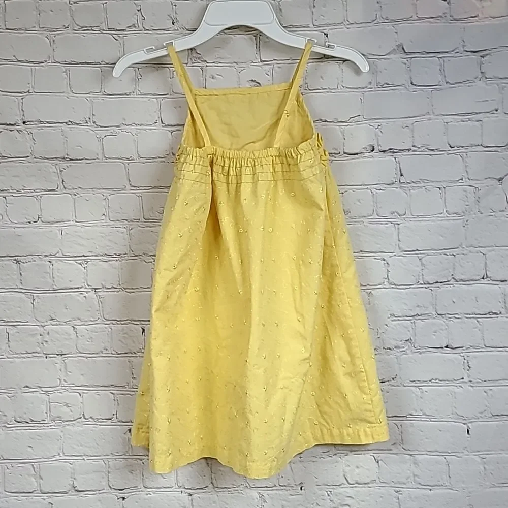 Penelope Mack Sunny Yellow Embroidered Sundress Smocked Ruffle Sleeveless Dress
