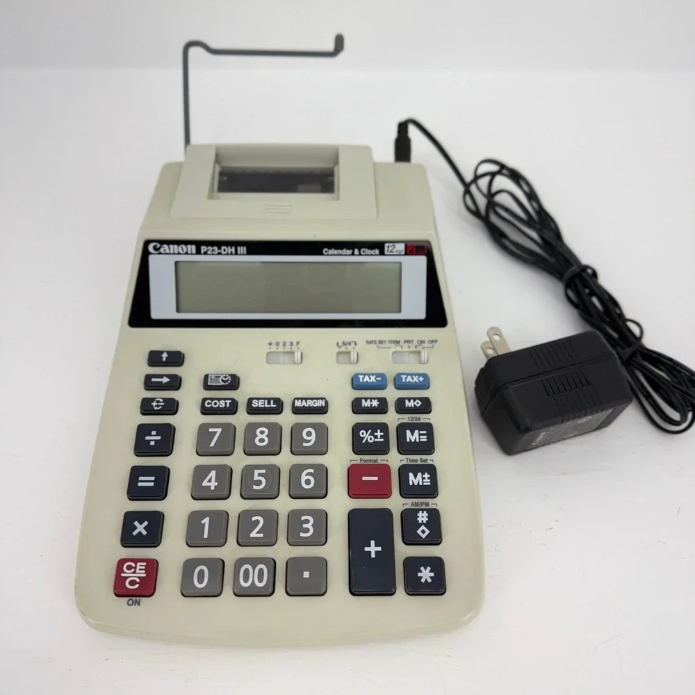 Canon P23-DH III‎ Printing Calculator 12 Digit Beige Excellent AC Adapter