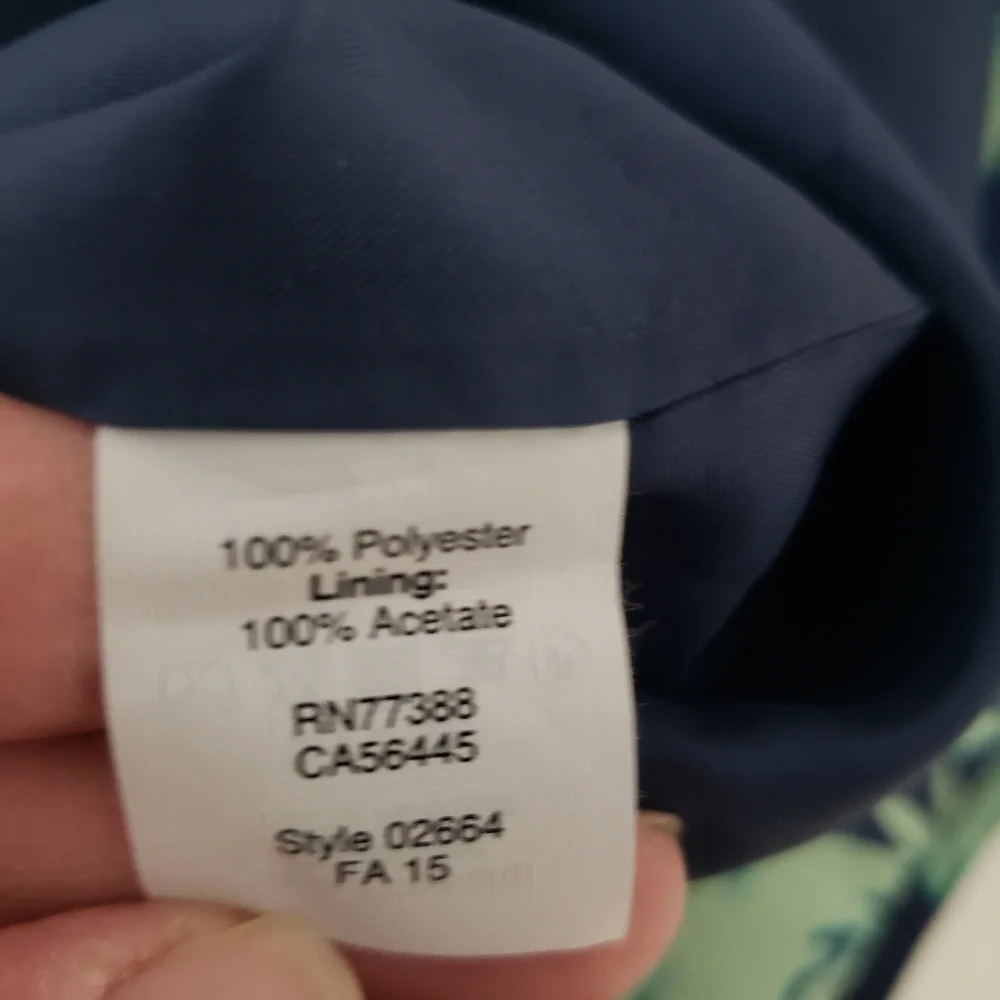 J. Crew Leaf Print Long Sleeve Dress 10 Navy Blue Mint Green Faux Wrap Lined