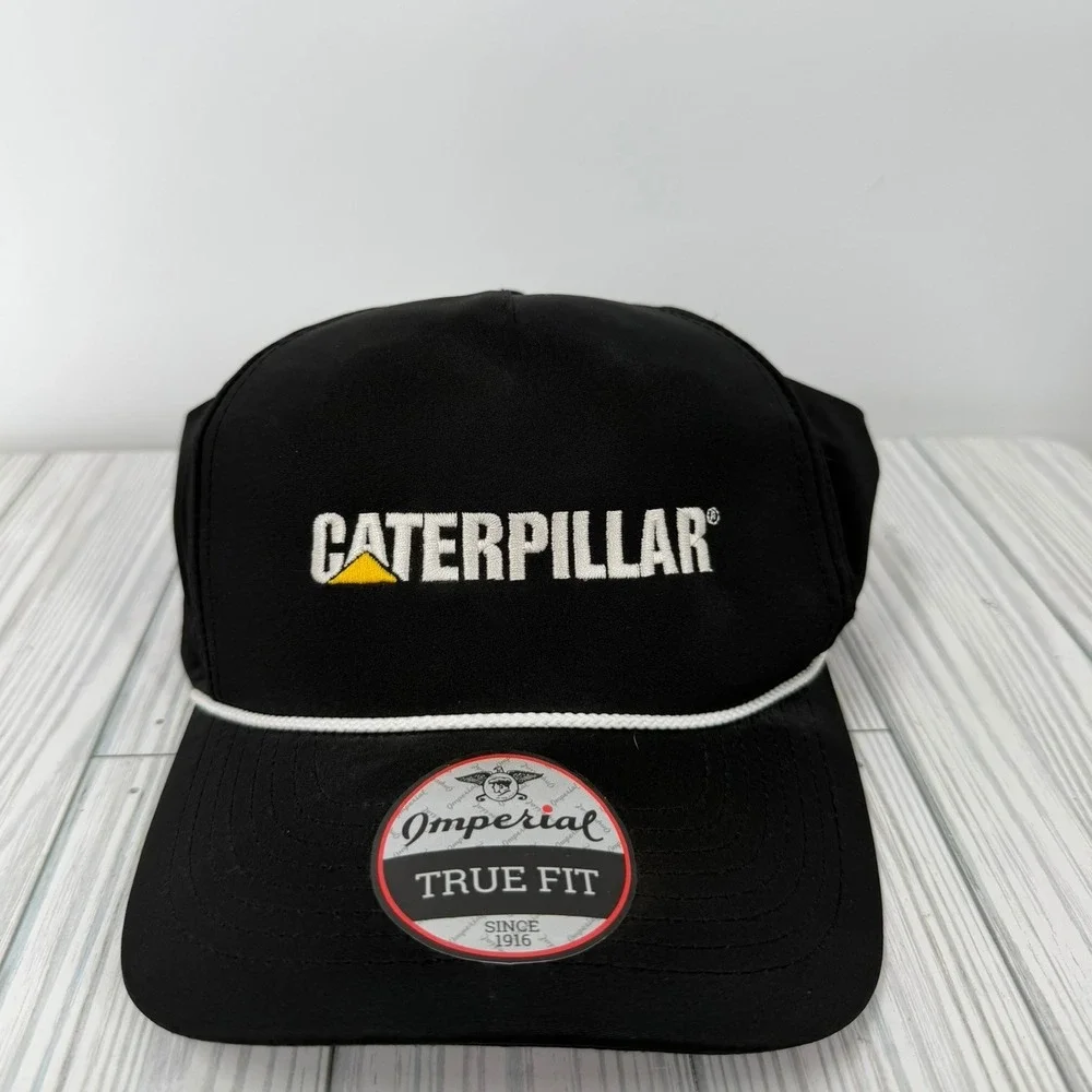Caterpillar Imperial True‎ Fit Black Rope Hat Snapback Embroidered CAT Cap NEW