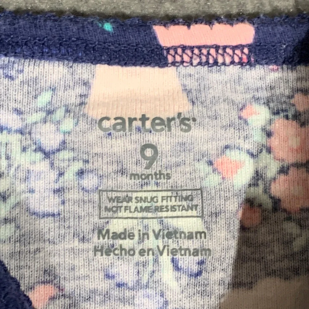 Carters Baby Girls 9 Months Princess Castle Carriage Pajama Set Navy Blue Cotton