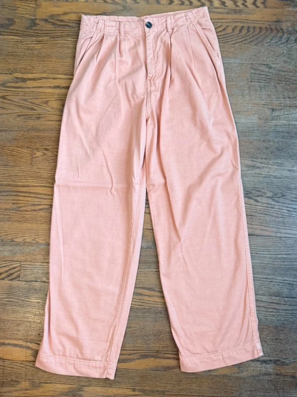 Free People Addy Relaxed Wide Leg Chino Pants Peach Coral Orange Size 4