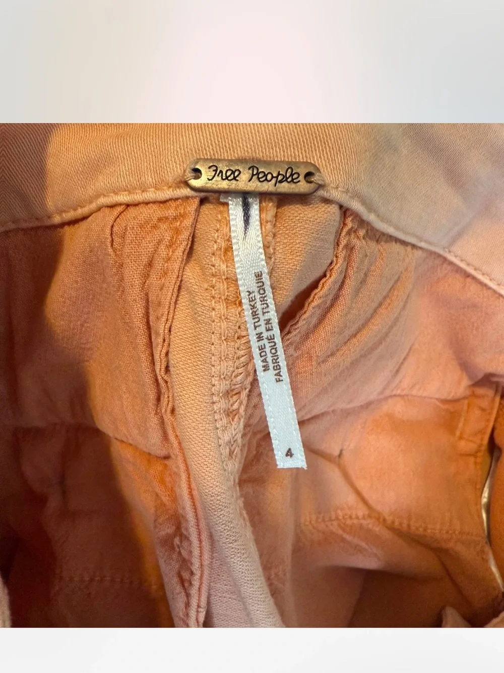 Free People Addy Relaxed Wide Leg Chino Pants Peach Coral Orange Size 4