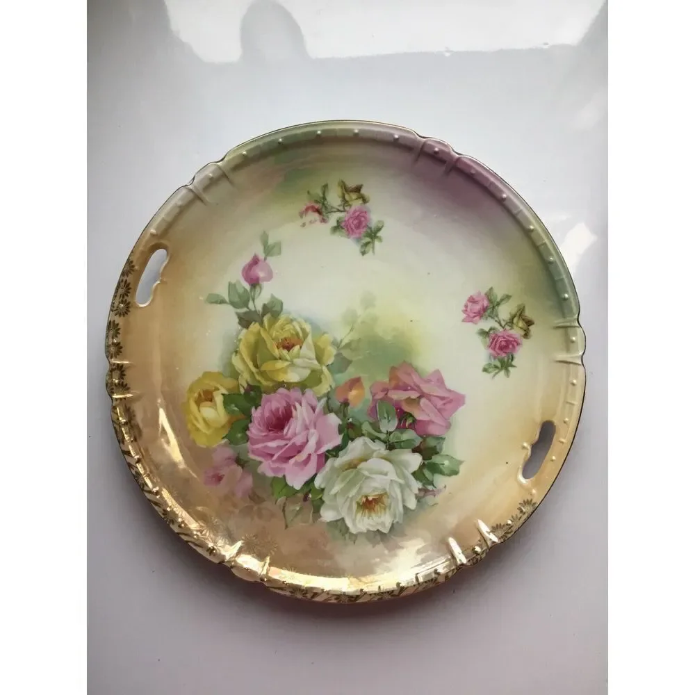 Vtg 1900’‎ CARL SCHUMANN ARZBERG CHOP / CABINET PLATE BAVARIA GOLD Lusterware