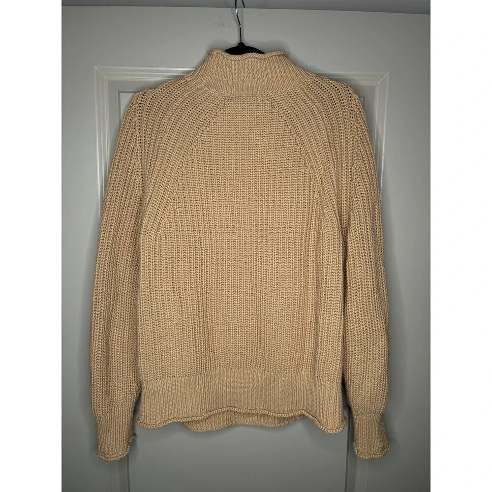 J Crew Relaxed Rollneck Sweater in Sandy Beach Tan Women's Size Medium