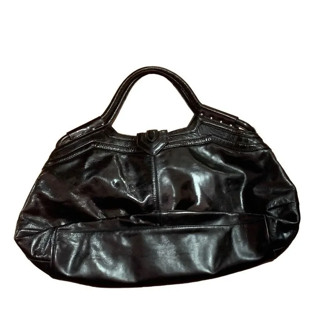 Botkier Ladies Black Double Handle Glossy Hobo Handbag