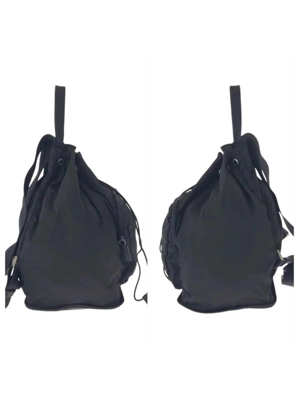 Prada Tessuto Black Silver Nylon Leather Backpack