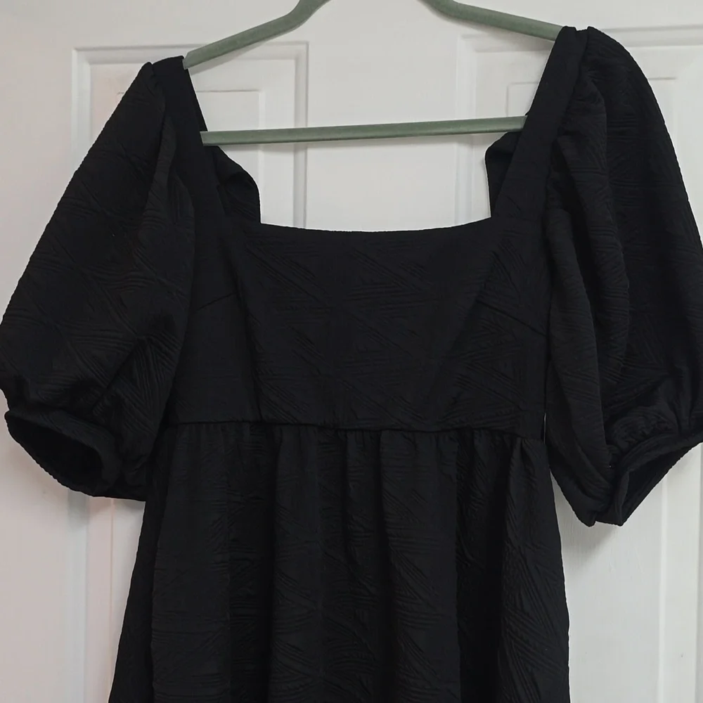 NEW Free People Violet Puff Sleeve Baby Doll Mini Dress Size S Black