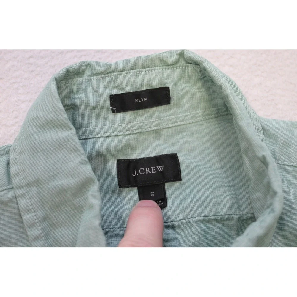 J.Crew Button Down Dress Shirt Mens‎ Small Mint Green Slim Fit Long Sleeve EUC