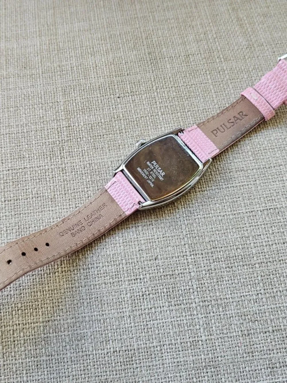 Vintage Pulsar Wristwatch Pink Leather Strap Japan Movt Date Calendar Watch
