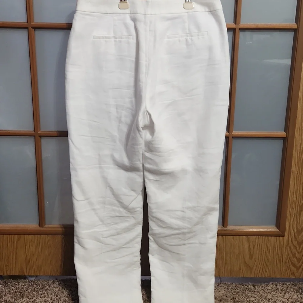 J. Crew Kate White Linen Blend Straight Leg Pants Size 10