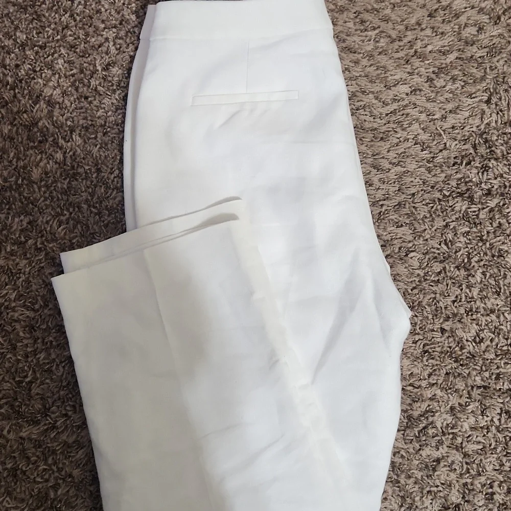 J. Crew Kate White Linen Blend Straight Leg Pants Size 10