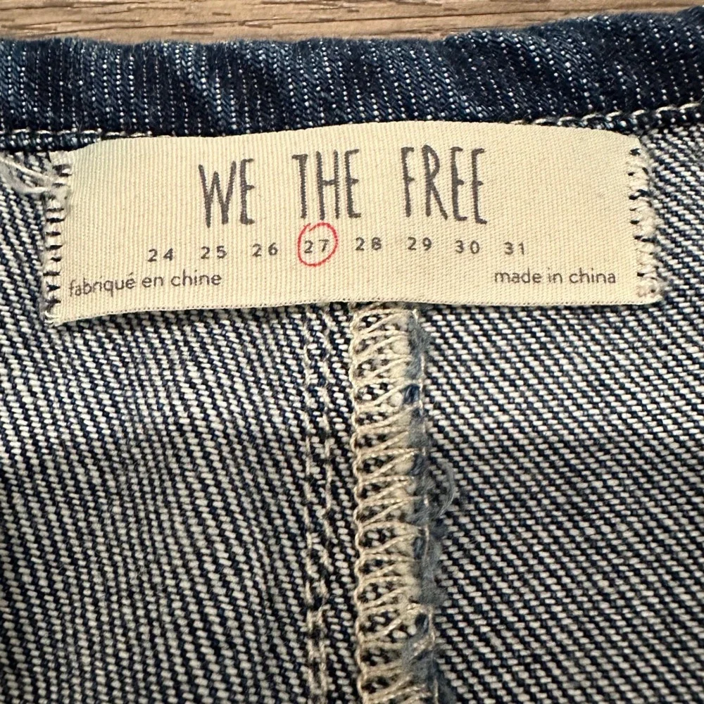 Free People We The Free Wide Leg Wrap Pant Denim Jeans Tie Waist Sz 27 Dark Wash
