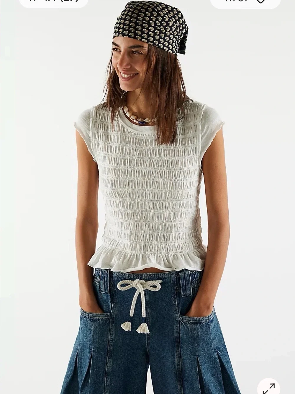 NWT Free People We The Free Sylvie Tee Size XL- White