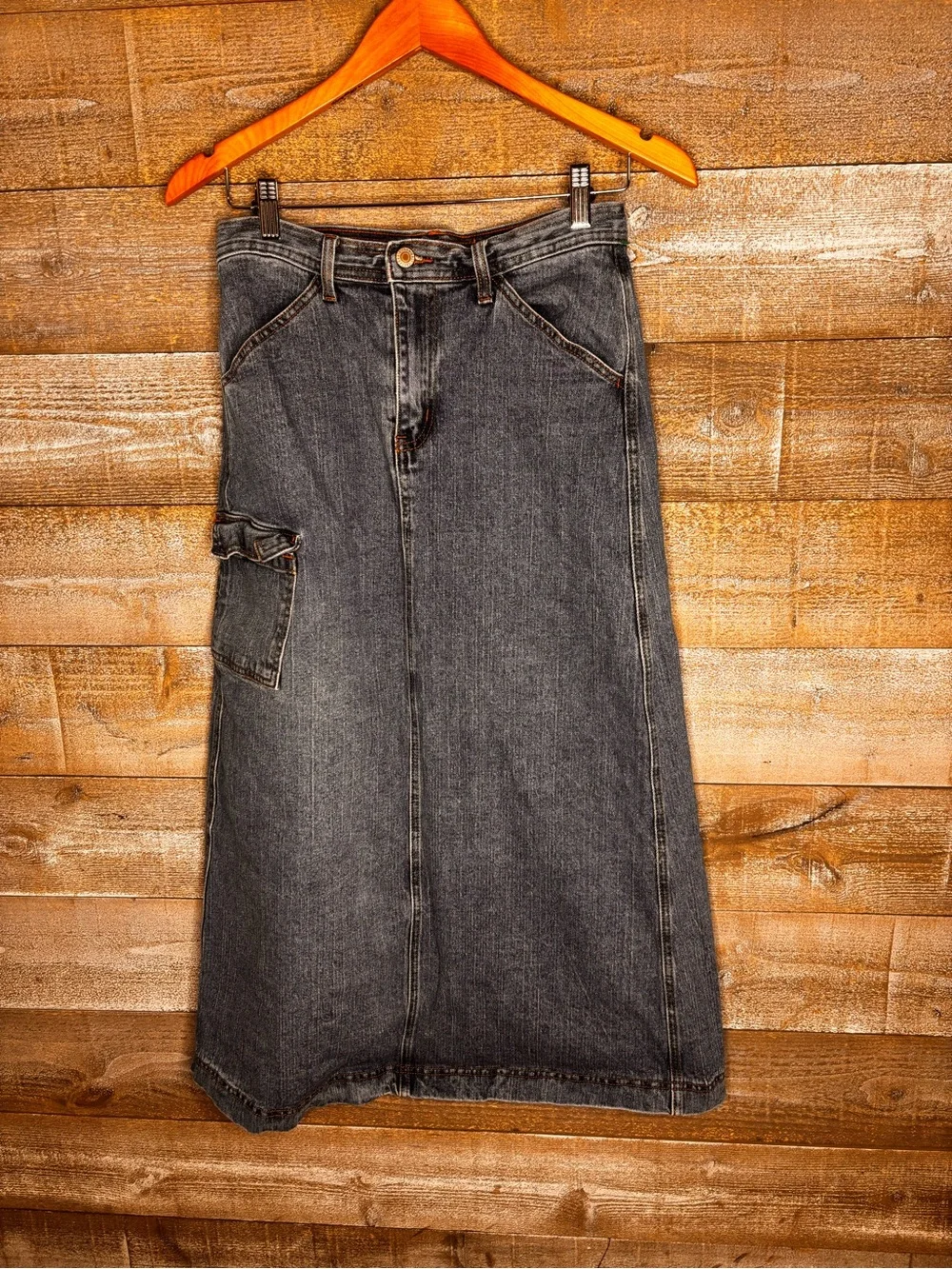 Brandy Melville J Galt jean Denim Cargo Maxi Skirt with pockets