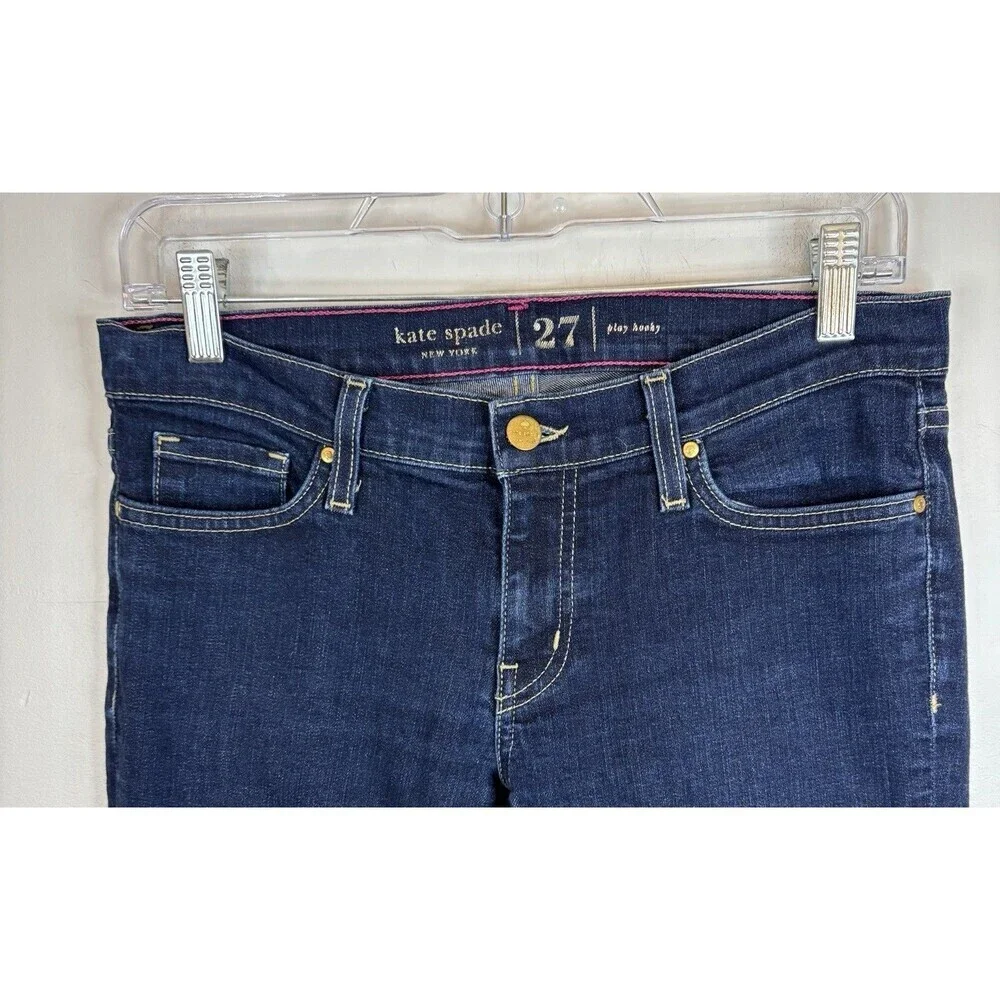 KATE SPADE Broome Street Play Hooky Straight Slim Denim Jeans 27x30 Dark Rinse